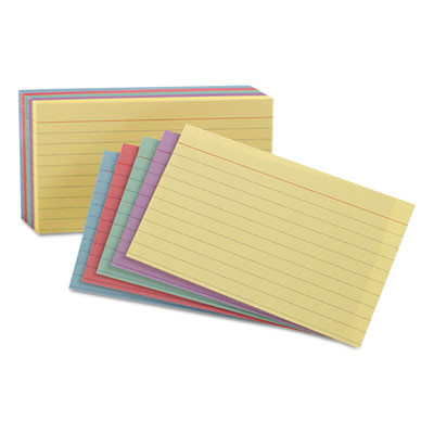 Ruled Index Cards, 4 X 6, Blue/Violet/Canary/Green/Cherry, 100/Pack