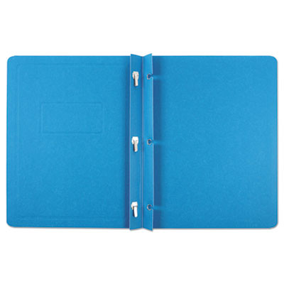 Title Panel And Border Front Report Cover, 3-Prong Fastener, Panel And Border Cover, 0.5" Cap, 8.5 X 11, Light Blue, 25/Box
