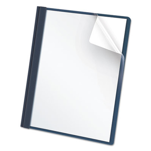 Clear Front Standard Grade Report Cover, Three-Prong Fastener, 0.5" Capacity, 8.5 x 11,  Clear/Dark Blue, 25/Box