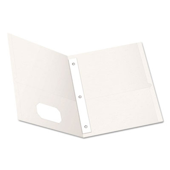 Twin-Pocket Folders With 3 Fasteners, 0.5" Capacity, 11 X 8.5, White, 25/Box