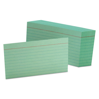 Ruled Index Cards, 3 X 5, Green, 100/Pack