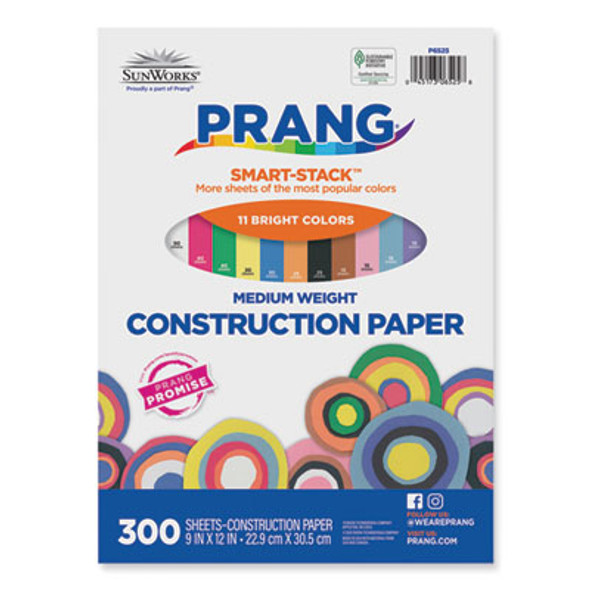 Sunworks Construction Paper Smart-Stack, 50 Lb Text Weight, 9 x 12, Assorted, 300/Pack