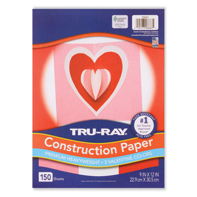 Tru-Ray Construction Paper, 70 Lb Text Weight, 9 x 12, Assorted Valentine Colors, 150/Pack