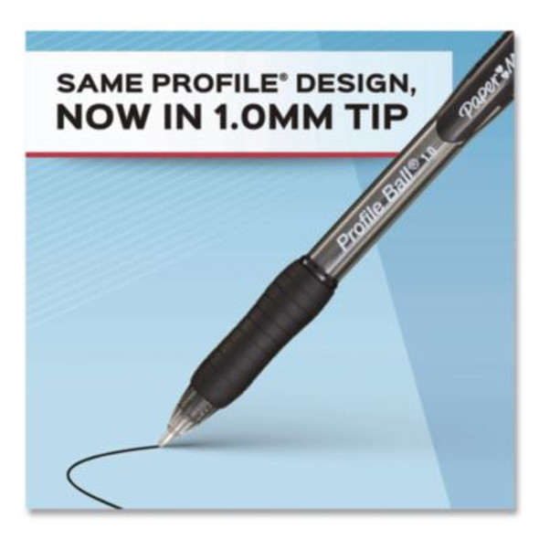 Profile Ballpoint Pen, Retractable, Medium 1 Mm, Black Ink, Translucent Black Barrel, 8/Pack