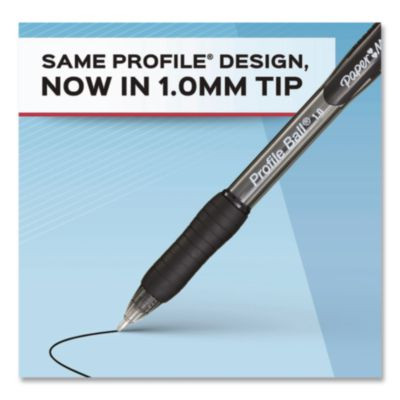 Profile Ballpoint Pen, Retractable, Medium 1 Mm, Black Ink, Translucent Black Barrel, 8/Pack