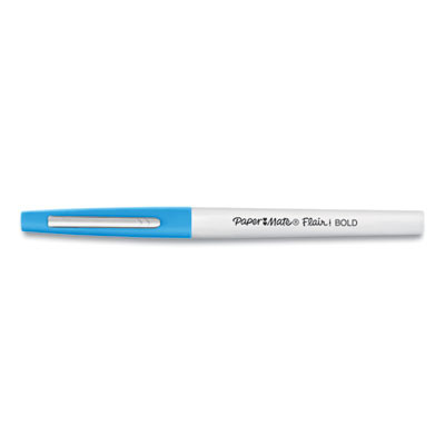 Flair Felt Tip Porous Point Pen, Stick, Bold 1.2 Mm, Assorted Ink Colors, White Pearl Barrel, 12/Pack