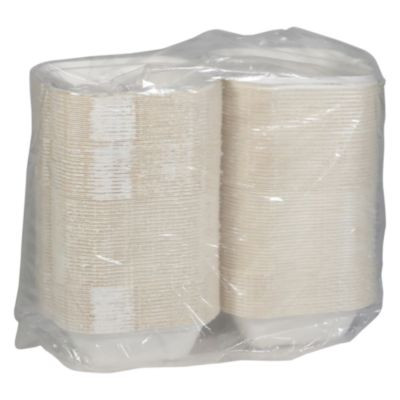 Earthchoice Pfas Free Compostable Hinged Lid Container, 6 x 6 x 3, Natural, Sugarcane, 500/Carton
