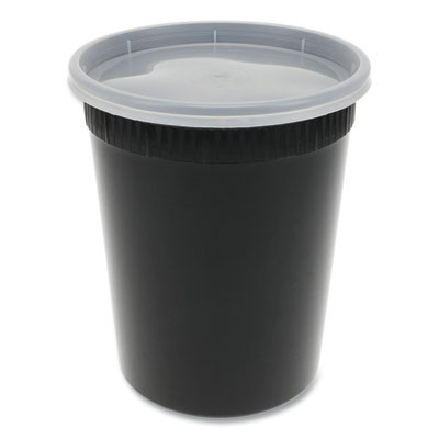 Newspring Delitainer Microwavable Container, 32 Oz, 4.55 x 4.55 x 5.55, Black/Clear, Plastic, 240/Carton