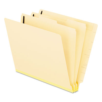 Manila End Tab Classification Folders, Straight Tab, Expands 2", 2 Dividers, 6 Fasteners, Letter Size, Manila, 10/Box