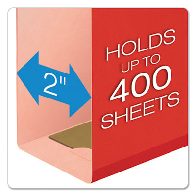 Extra Capacity Reinforced Hanging File Folders With Box Bottom, 2" Capacity, Letter Size, 1/5-Cut Tabs, Red, 25/Box