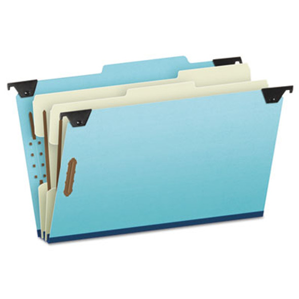 Hanging Classification Folders With Dividers, Legal Size, 2 Dividers, 2/5-Cut Exterior Tabs, Blue