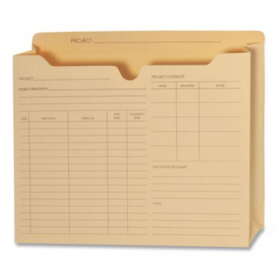 Preprinted Project Jackets, Straight Tab, Letter Size, Manila, 50/Box