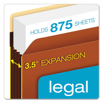 Heavy-Duty File Pockets, 3.5" Expansion, Legal Size, Redrope, 25/Box