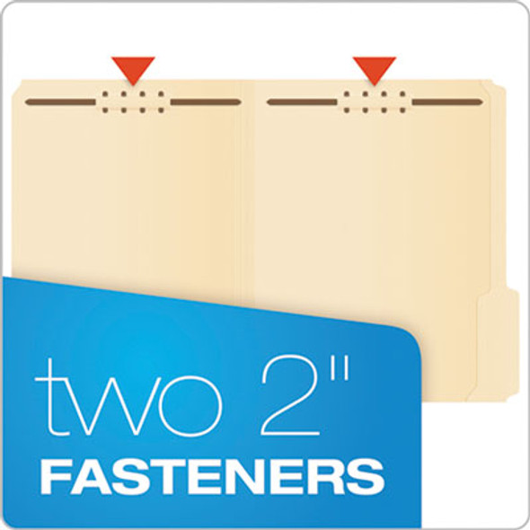 Manila Fastener Folders, 1/3-Cut Tab: Assorted, 2 Fasteners, Letter Size, Manila, 50/Box