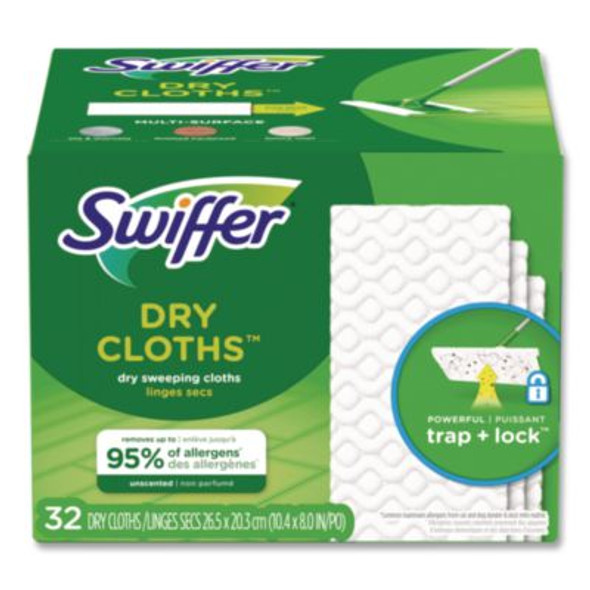 Dry Refill Cloths, 10.63 x 8, White, 32/Box, 4 Boxes/Carton