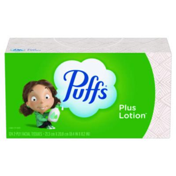 Plus Lotion Facial Tissue, 2-Ply, White, 124 Sheets/Box, 24 Boxes/Carton