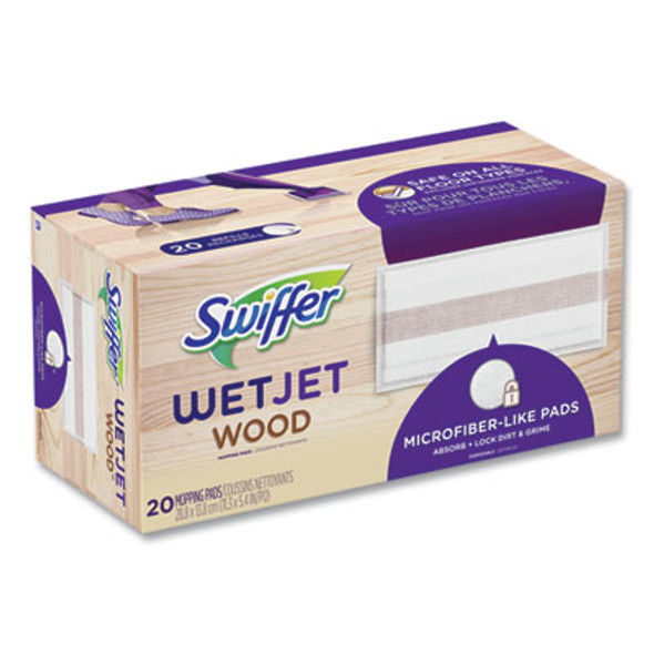 Wetjet System Wood Mopping Pad, 5.4 x 11.3, White, 20/Pack
