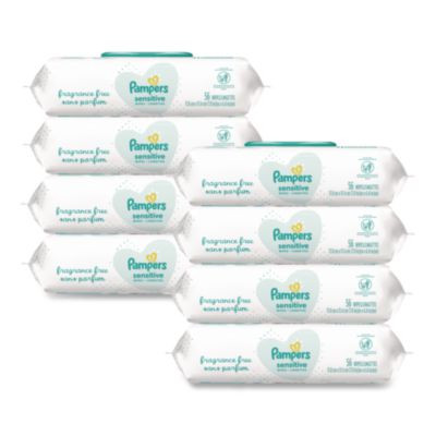 Sensitive Baby Wipes, 1-Ply, 6.8 x 7, Unscented, White, 56/Pack, 8 Packs/Carton