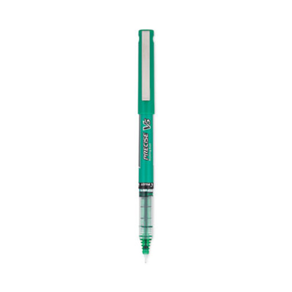 Precise V5 Rollerball Pen, Stick, Extra-Fine 0.5 Mm, Green Ink, Green/Clear Barrel, Dozen