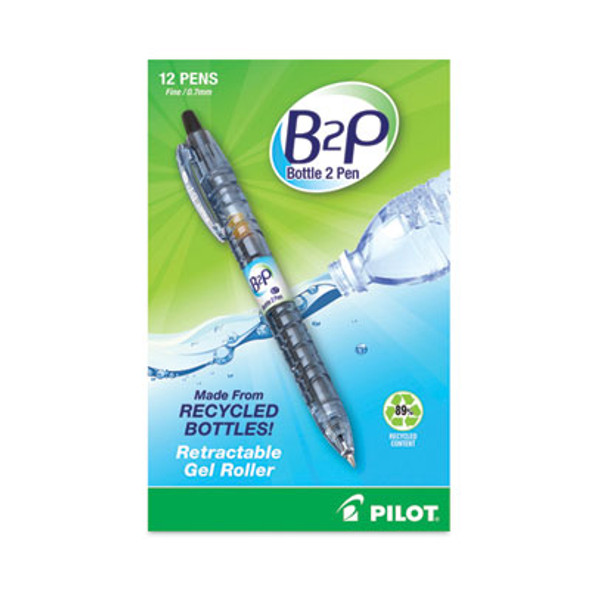 B2p Bottle-2-Pen Recycled Gel Pen, Retractable, Fine 0.7 Mm, Black Ink, Translucent Blue Barrel
