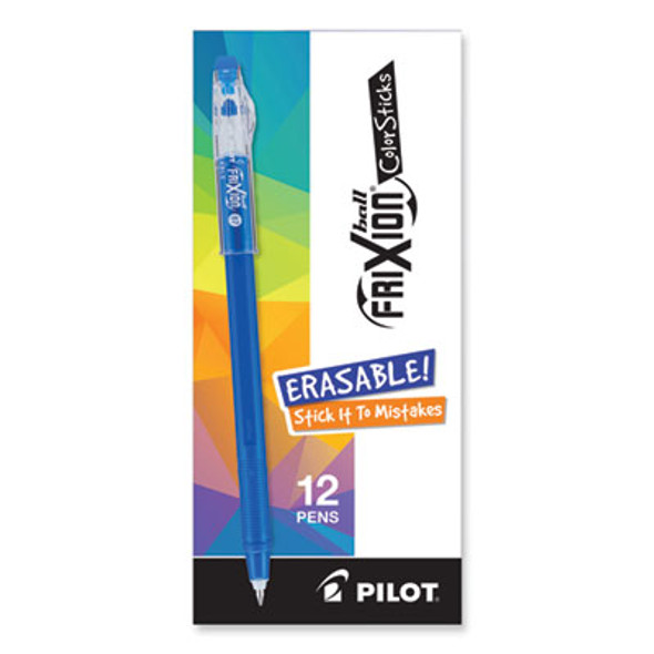 Frixion Colorsticks Erasable Gel Pen, Stick, Fine 0.7 Mm, Blue Ink, Blue Barrel, Dozen