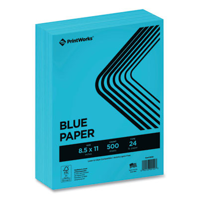 Color Paper, 24 Lb Text Weight, 8.5 x 11, Blue, 500/Ream