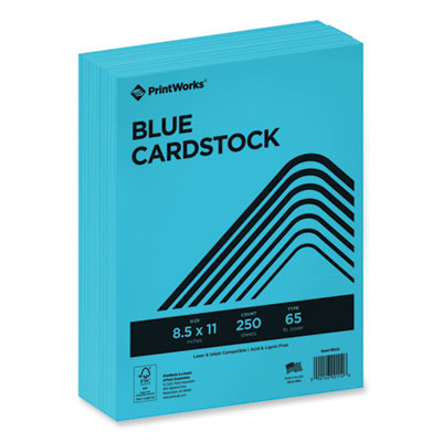 Color Cardstock, 65 Lb Cover Weight, 8.5 x 11, Blue, 250/Ream