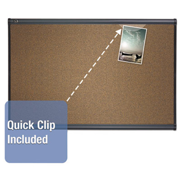 Prestige Colored Cork Bulletin Board, 48" x 36", Brown Surface, Graphite Gray Fiberboard/Plastic Frame