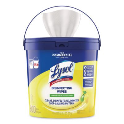 Professional Disinfecting Wipe Bucket, 1-Ply, 6 X 8, Lemon And Lime Blossom, White, 800 Wipes