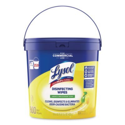 Professional Disinfecting Wipe Bucket, 1-Ply, 6 X 8, Lemon And Lime Blossom, White, 800 Wipes