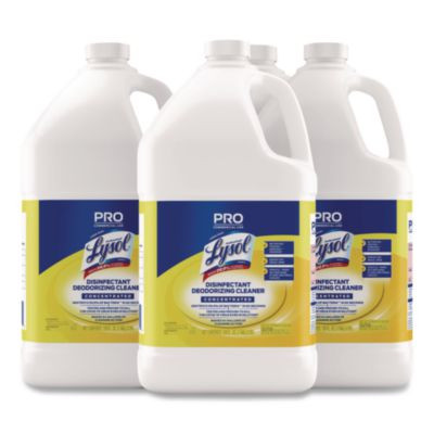 Disinfectant Deodorizing Cleaner Concentrate, Lemon Scent, 128 Oz Bottle, 4/Carton