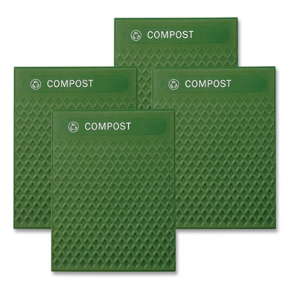 Medium Prelabeled Compost Waste Panels For Tailor And Landmark Series Containers, 20.72" x 0.5" x 27.95", Green, 4/Carton