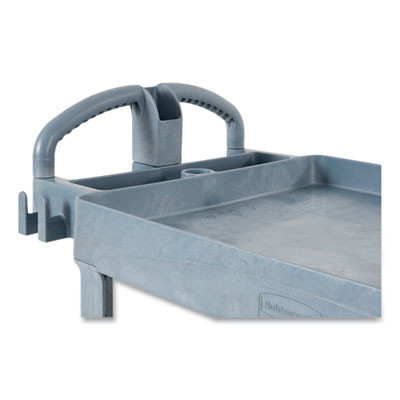 Brute Heavy-Duty Ergo Handle Utility Cart, Plastic, 2 Shelves, 750 Lb Capacity, 26" x 55" x 33.25", Gray