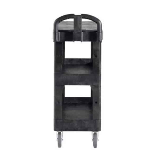 Brute 3-Shelf Heavy-Duty Ergo Flat Utility Cart, Plastic, 3 Shelves, 600 Lb Capacity, 25.24" x 48.63" x 46.18", Black
