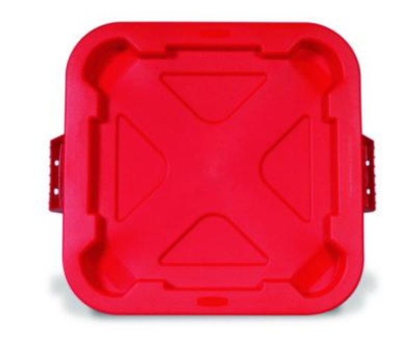 Square Brute Lid, 21.88w x 21.88d x 2.13h, Red, 6/Carton