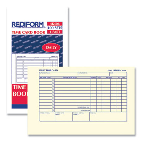 Daily Employee Time Cards, Two Sides, 4.25 X 7, 100/Pad