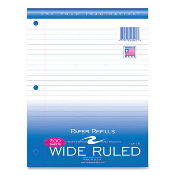 Notebook Filler Paper, 3-Hole, 8 X 10.5, Wide/Legal Rule, 200/Pack