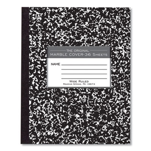 Marble Cover Composition Book, Wide/Legal Rule, Black Marble Cover, (36) 8.5 x 7 Sheets