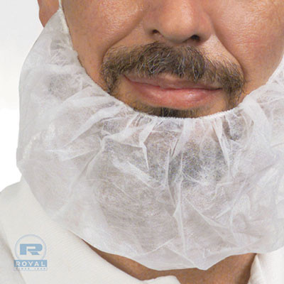 Poly Latex-Free Beard Protector, Spun-Bonded Polypropylene, One Size Fits All, White, 100/Box, 10 Boxes/Carton