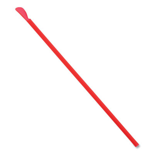 Jumbo Spoon Straw, 10.25", Plastic, Red, 300/Pack, 18 Packs/Carton