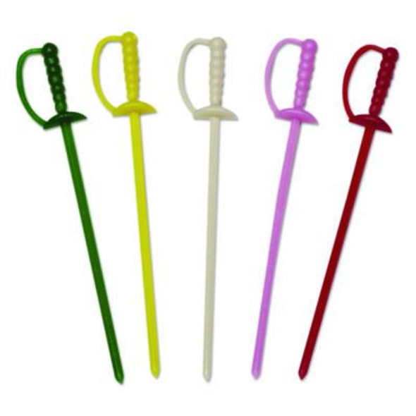 Sword Picks, Plastic, 3.25", Assorted Colors, 10,000/Carton