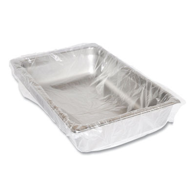 Steam Pan Liners For 1/2-Size Pans, Includes Twist-Ties, 17" x 23.5", Clear, 250/Carton