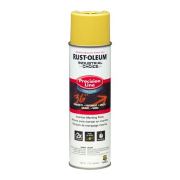 Industrial Choice Precision Line Marking Paint, Flat High-Visibility Yellow, 17 Oz Aerosol Can, 12/Carton