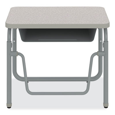 Alphabetter 2.0 Height-Adjustable Student Desk With Pendulum Bar And Book Box, 27.75" x 19.75" x 22" To 30", Pebble Gray