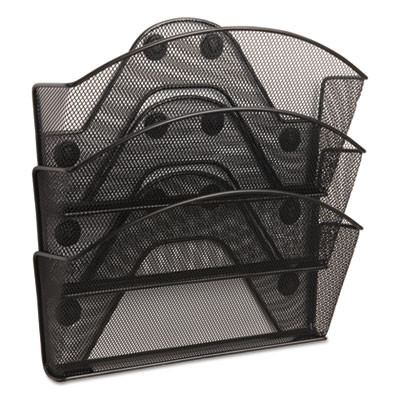 Onyx Magnetic Mesh Panel Accessories, 3 File Pocket, 13 x 4.25 x 13.5. Black