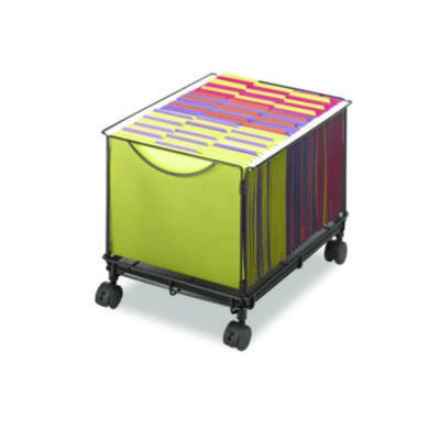 Onyx Mesh Mobile File Cube, Metal, 1 Bin, 13.5" x 16.75" x 13", Black