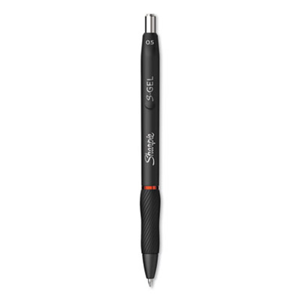 S-Gel High-Performance Gel Pen, Retractable, Fine 0.5 Mm, Red Ink, Black Barrel, Dozen