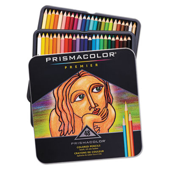 Premier Colored Pencil, 3 Mm, 2B, Assorted Lead And Barrel Colors, 48/Set
