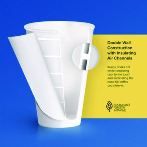 Thermoguard Insulated Paper Hot Cups, 16 Oz, White Sustainable Forest Design, 600/Carton