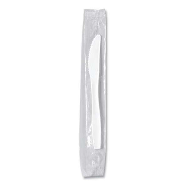 Regal Mediumweight Cutlery, Individually Wrapped, Knife, Plastic, White, 1,000/Carton